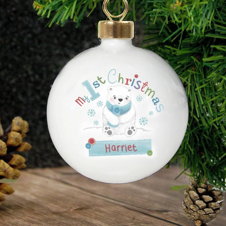 Personalised 1st Chistmas Polar Bear Bauble - Gift Moments