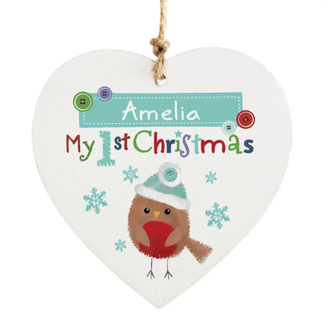Personalised 1st Christmas Wooden Heart - Gift Moments
