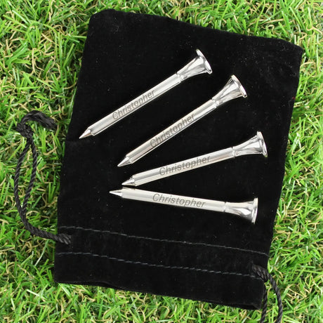 Personalised 4 Engraved Metal Golf Tees - Gift Moments