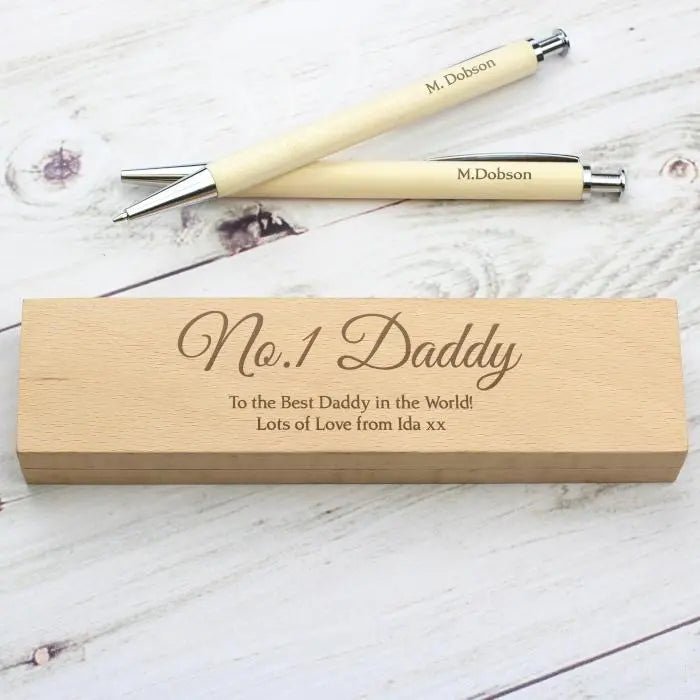 Any Message Wooden Pen & Pencil Box Set - Gift Moments