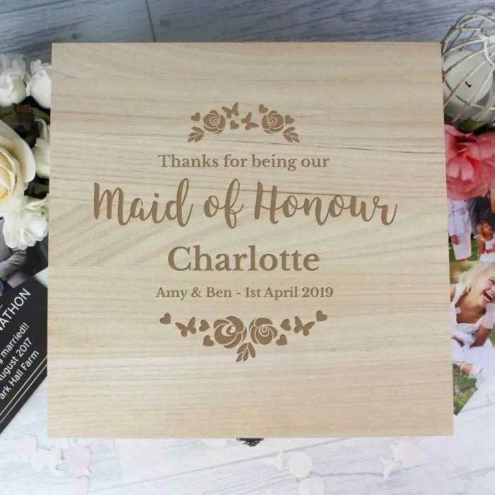 Any Role Floral Wedding Keepsake Box - Gift Moments