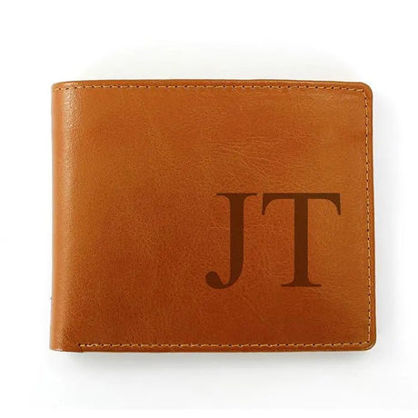 Big Initials Tan Leather Wallet - Gift Moments
