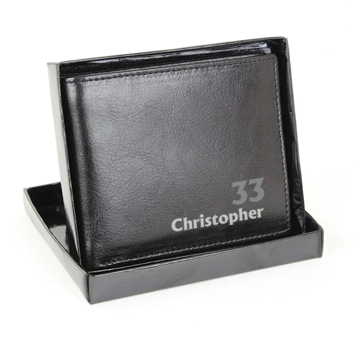 Personalised Birthday Black Leather Wallet - Gift Moments