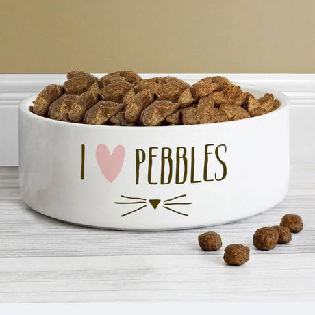 Personalised Cat Features White Pet Bowl - Gift Moments