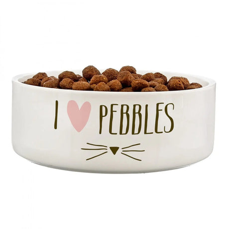 Personalised Cat Features White Pet Bowl - Gift Moments