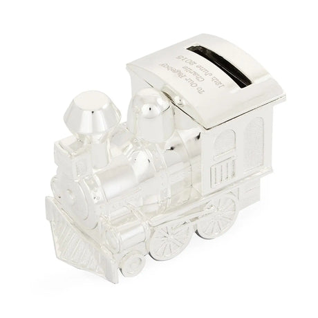 Personalised Childrens Silver Train Money Box - Gift Moments