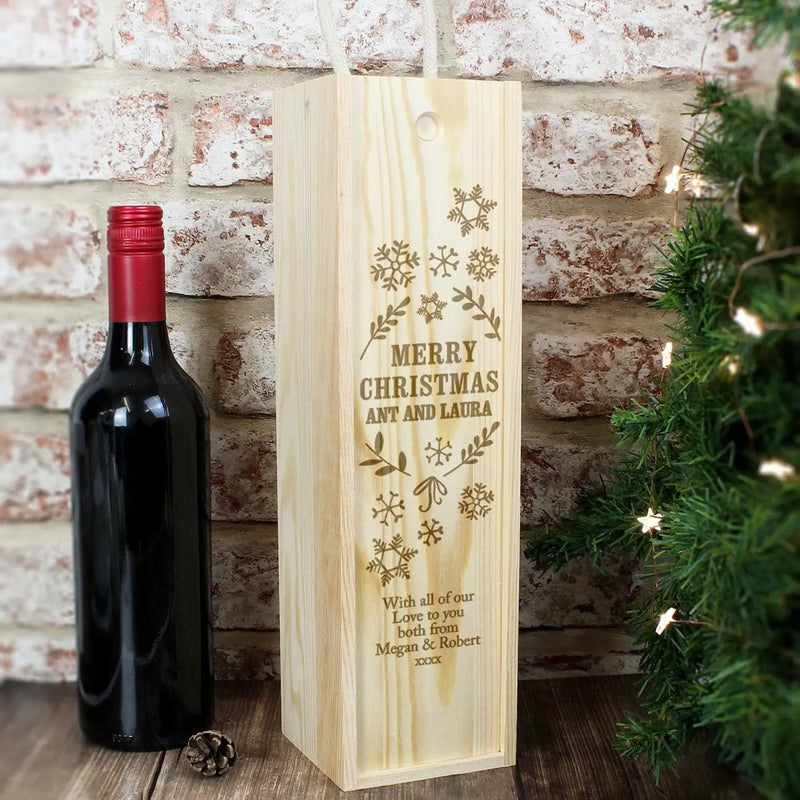 Personalised Christmas Alcohol Bottle Wooden Box - Gift Moments