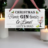 Personalised Christmas Gin Wooden Sign - Gift Moments