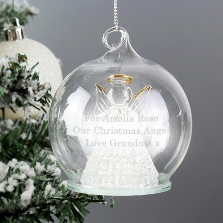 Personalised Christmas LED Angel Glass Bauble - Gift Moments