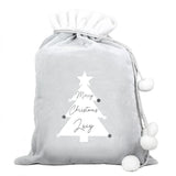 Personalised Christmas Tree Luxury Silver Grey Sack - Gift Moments