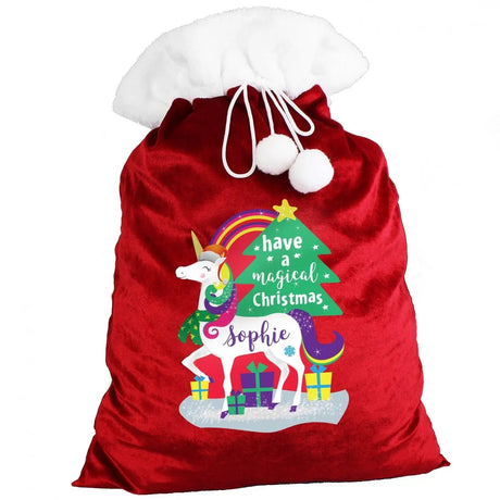 Personalised Christmas Unicorn Luxury Sack - Gift Moments