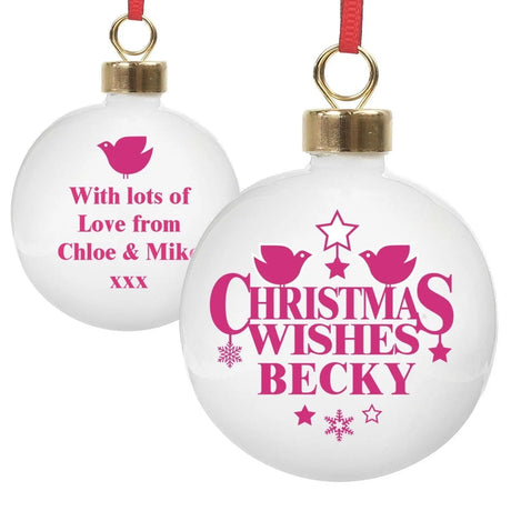 Personalised Christmas Wishes Bauble - Gift Moments