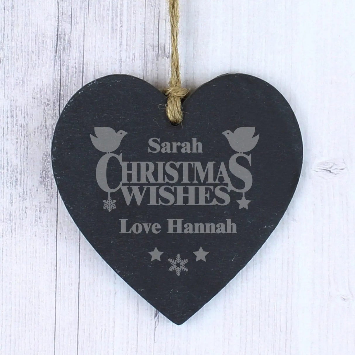 Personalised Christmas Wishes Slate Heart - Gift Moments