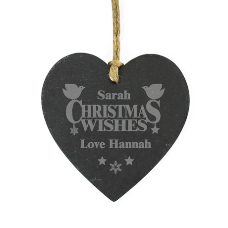 Personalised Christmas Wishes Slate Heart - Gift Moments