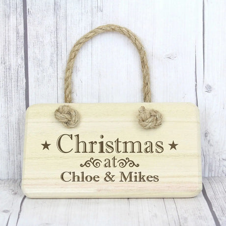 Personalised Christmas at... Wooden Sign - Gift Moments