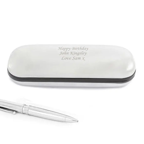 Personalised Chrome Pen & Case Set - Gift Moments