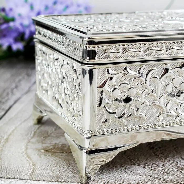 Classic Antique Silver Plated Jewellery Box - Gift Moments