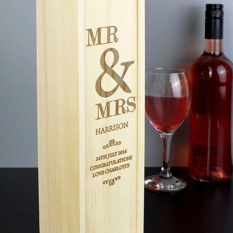Personalised Couples Alcohol Bottle Wooden Box - Gift Moments