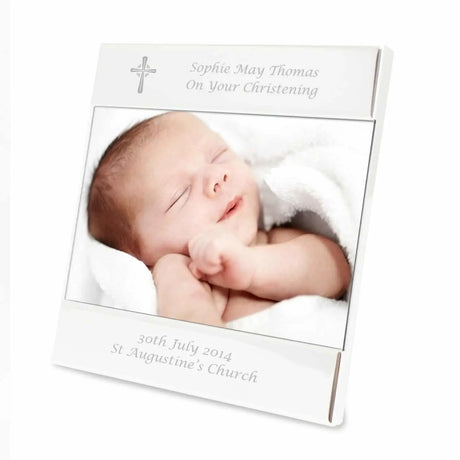 Personalised Cross Silver Photo Frame - Gift Moments