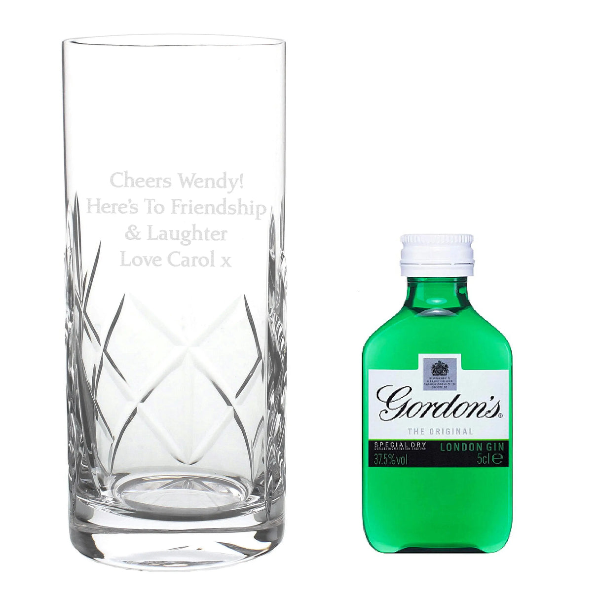 Personalised Crystal Glass & Gin Gift Set - Gift Moments