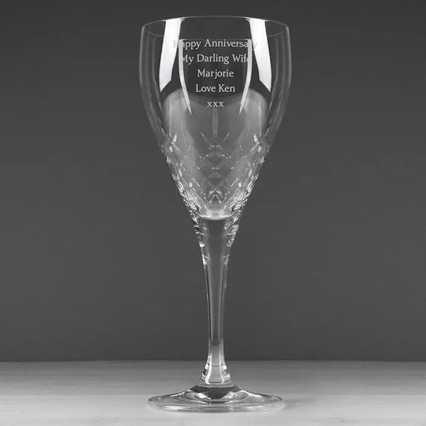 Personalised Cut Crystal Wine Glass - Gift Moments