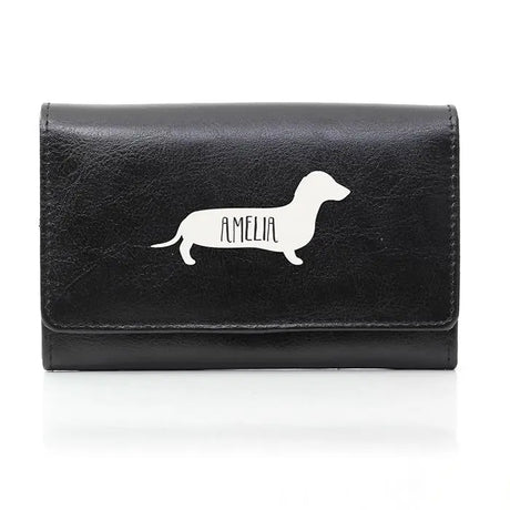 Personalised Dachshund Ladies Black Purse - Gift Moments