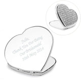 Personalised Diamante Crystal Studded Heart Compact Mirror - Gift Moments