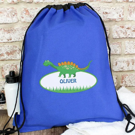 Personalised Dinosaur Blue Swim & Kit Bag - Gift Moments