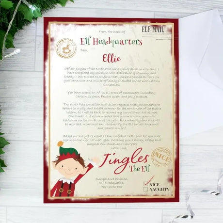 Personalised Elf Surveillance Christmas Letter - Gift Moments