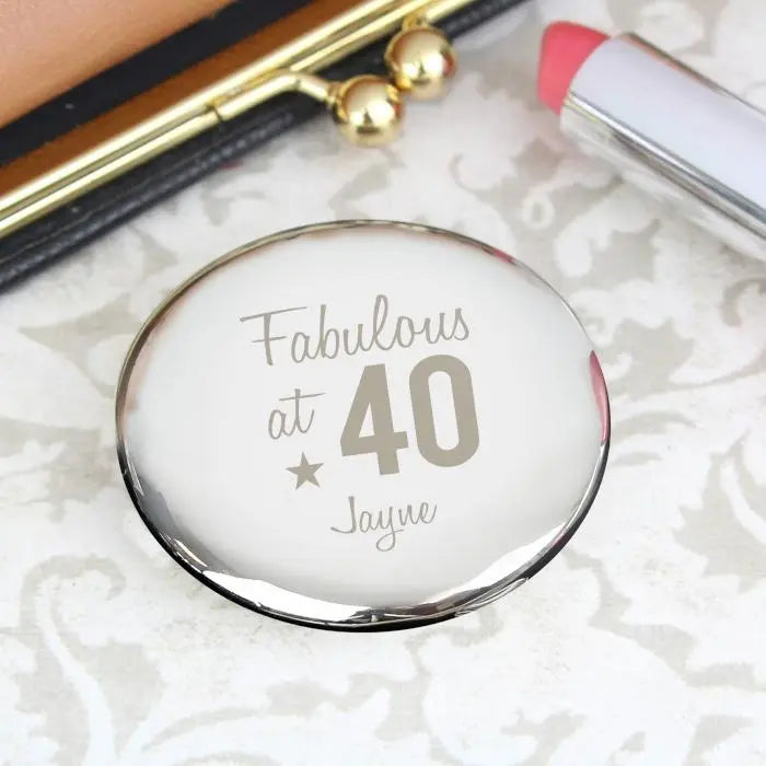 Personalised Fabulous Birthday Age Compact Mirror - Gift Moments