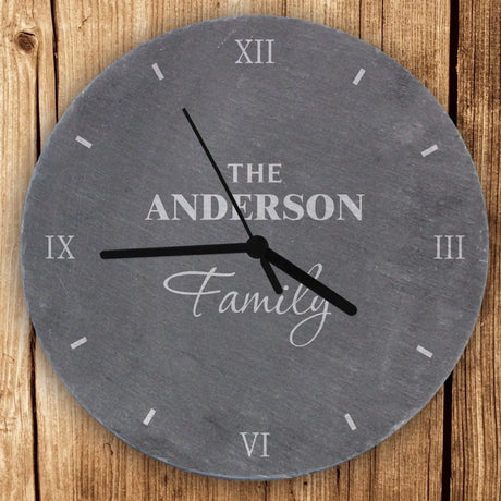 Personalised Family Name Slate Clock - Gift Moments