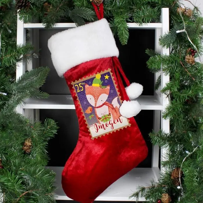 Personalised Festive Fox Luxury Stocking - Gift Moments