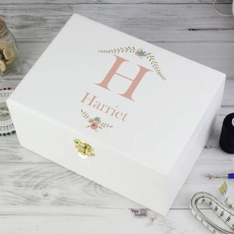 Personalised Floral Bouquet White Keepsake Box - Gift Moments