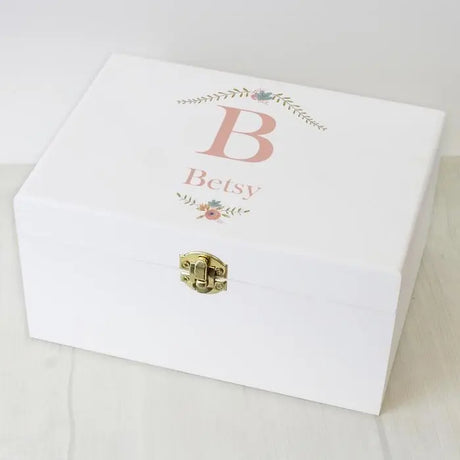 Personalised Floral Bouquet White Keepsake Box - Gift Moments