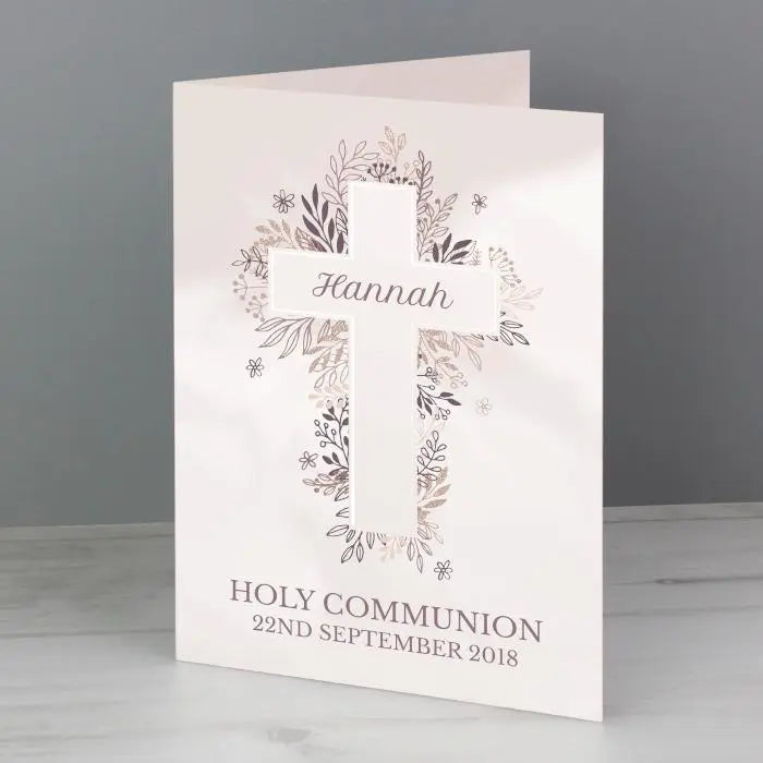 Personalised Floral Cross Card - Gift Moments