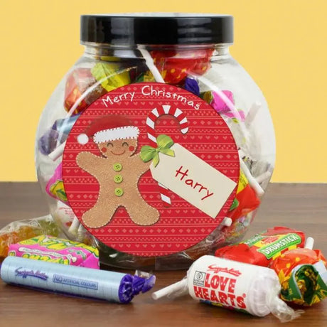 Personalised Gingerbread Man Sweet Jar - Gift Moments