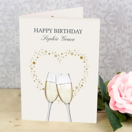 Personalised Gold Champagne Flutes Card - Gift Moments