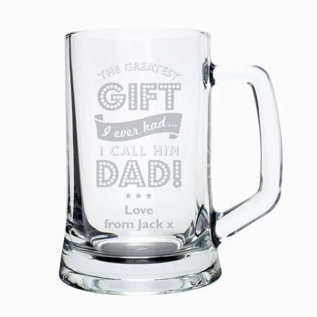 Personalised Greatest Dad Glass Pint Stern Tankard - Gift Moments