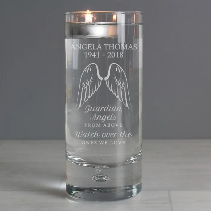 Personalised Guardian Angel Wings Floating Candle Holder - Gift Moments