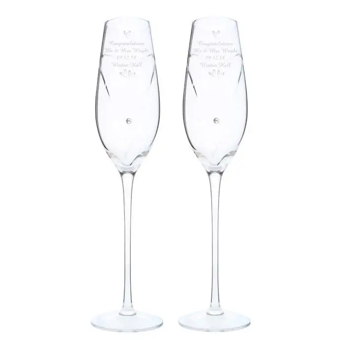 Personalised Hand Cut Little Hearts Pair of Flutes with Gift Box - Gift Moments