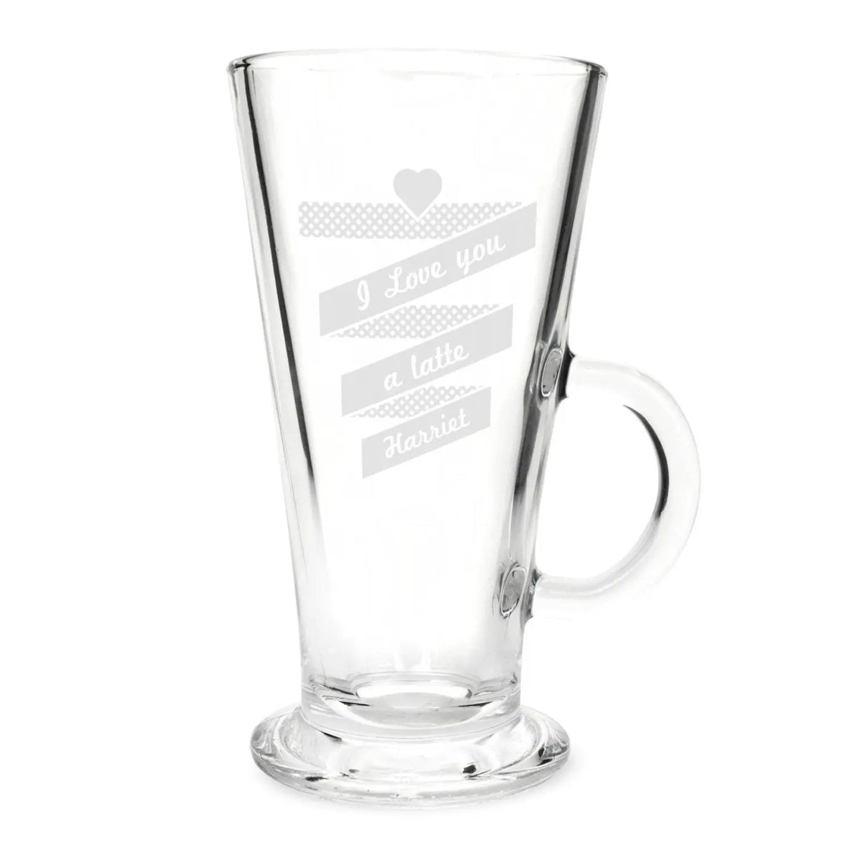 Personalised Heart Banner Latte Glass - Gift Moments