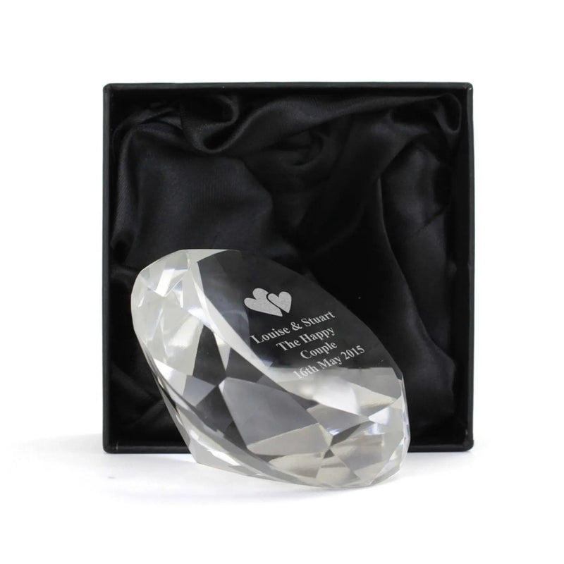 Personalised Hearts Motif Diamond Paperweight - Gift Moments