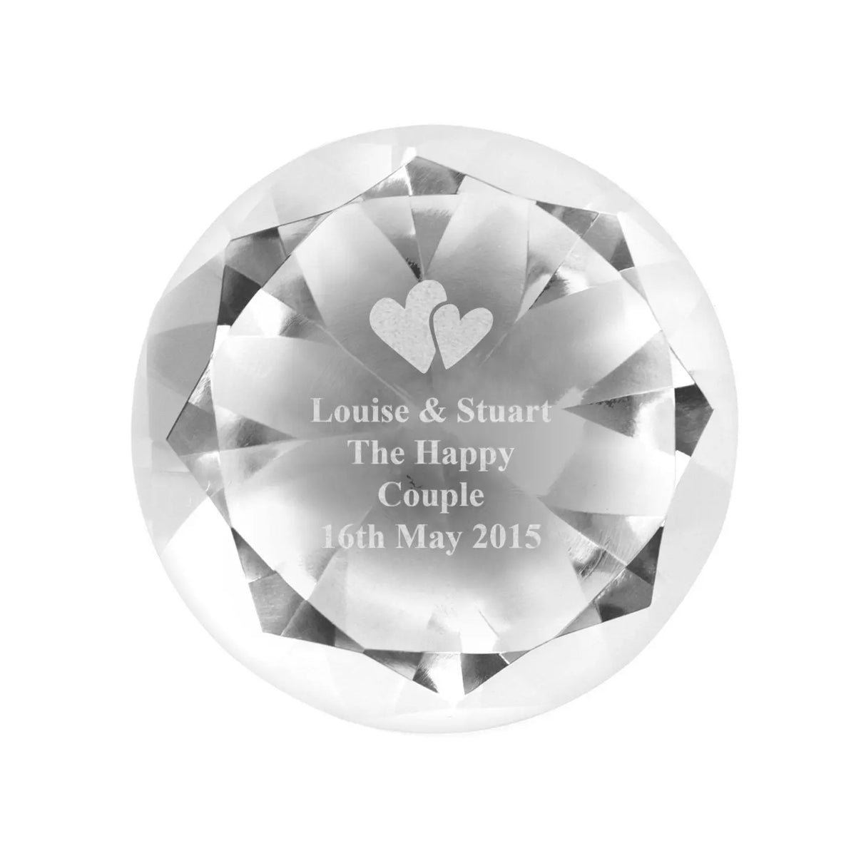 Personalised Hearts Motif Diamond Paperweight - Gift Moments