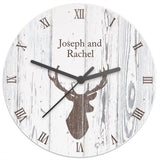 Personalised Highland Stag Shabby Chic Wooden Clock - Gift Moments