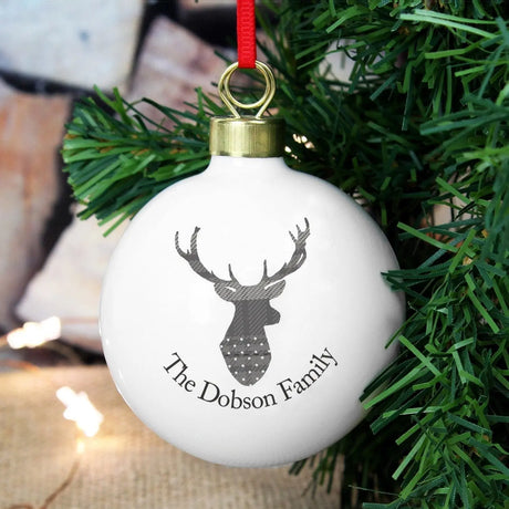Personalised Highland Tartan Stag Bauble - Gift Moments