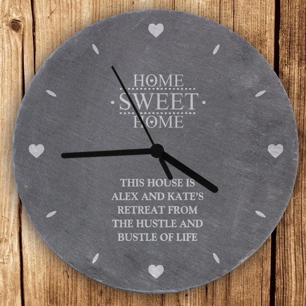 Personalised Home Sweet Home Slate Clock - Gift Moments