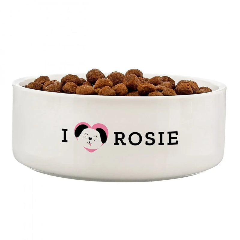 Personalised I Love my Dog - Cute Design Medium White Pet Bowl - Gift Moments
