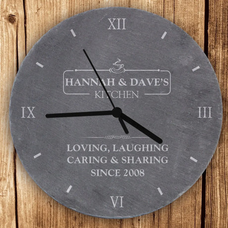 Personalised Kitchen Slate Clock - Gift Moments