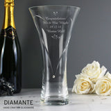 Personalised Large Hand Cut Little Hearts Diamante Vase - Gift Moments