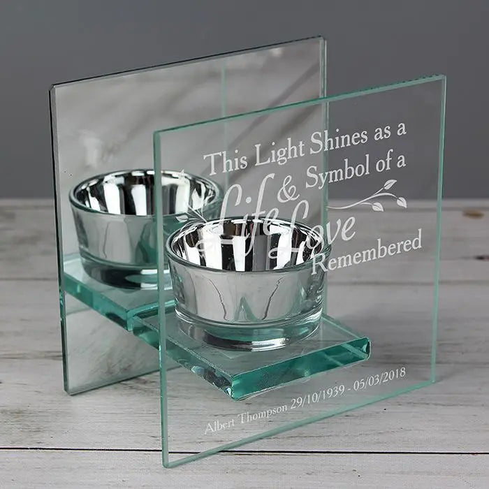 Personalised Life & Love Mirrored Tea Light Holder - Gift Moments